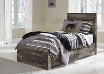 Derekson - Twin Panel Bed With 2 Storage Drawers - Multi Gray