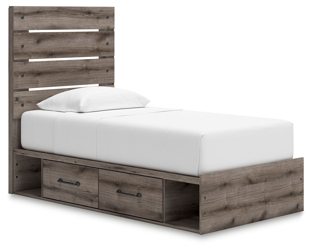Urbanoore - Twin Panel Bed With Storage - Brown Gray