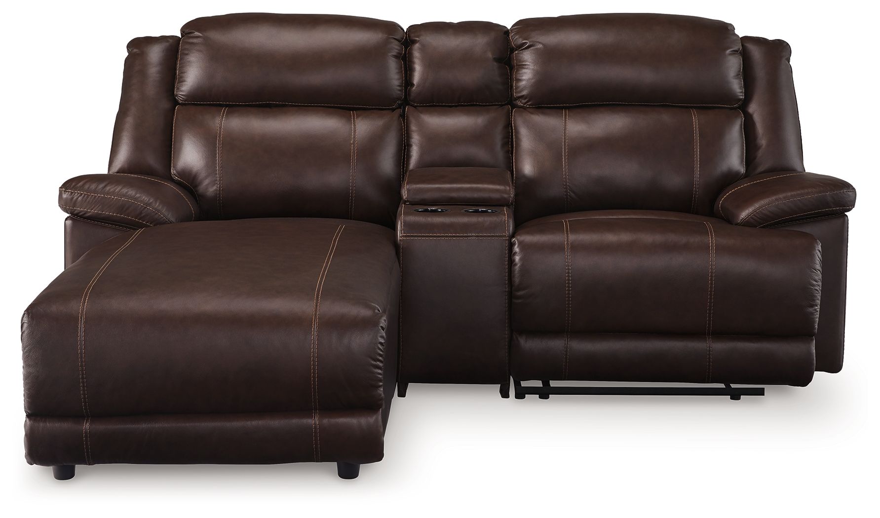 Vonkurt - 3-Piece Power Reclining Sectional Sofa With Laf Power Reclining Back Chaise - Dark Brown