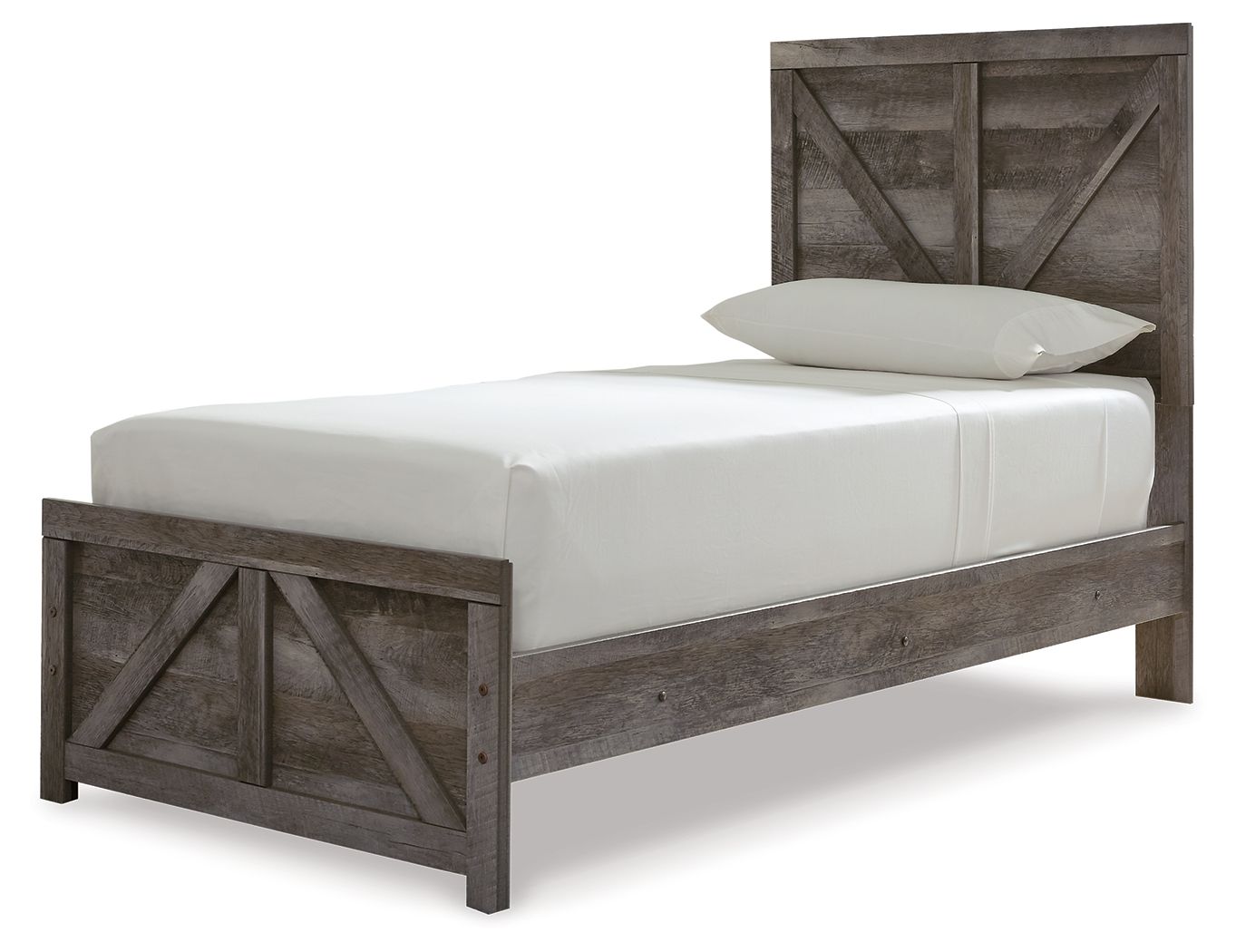 Wynnlow - Twin Crossbuck Panel Bed - Gray
