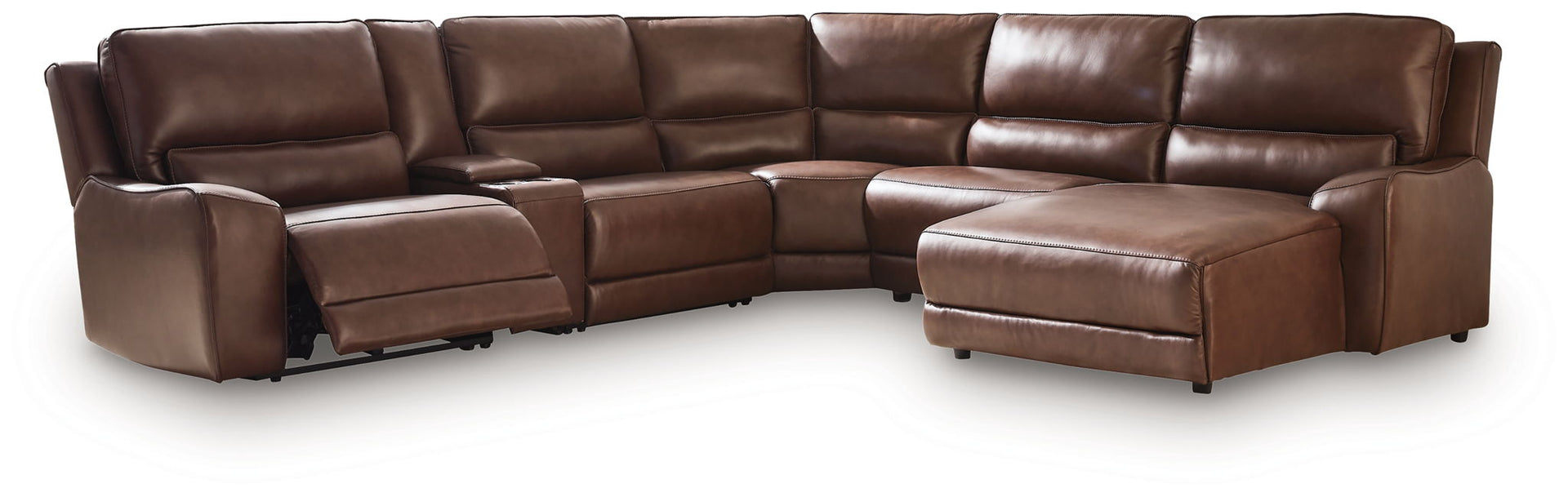 Silverbrooke - 6-Piece Power Reclining Sectional With RAF Press Back Power Chaise - Canyon