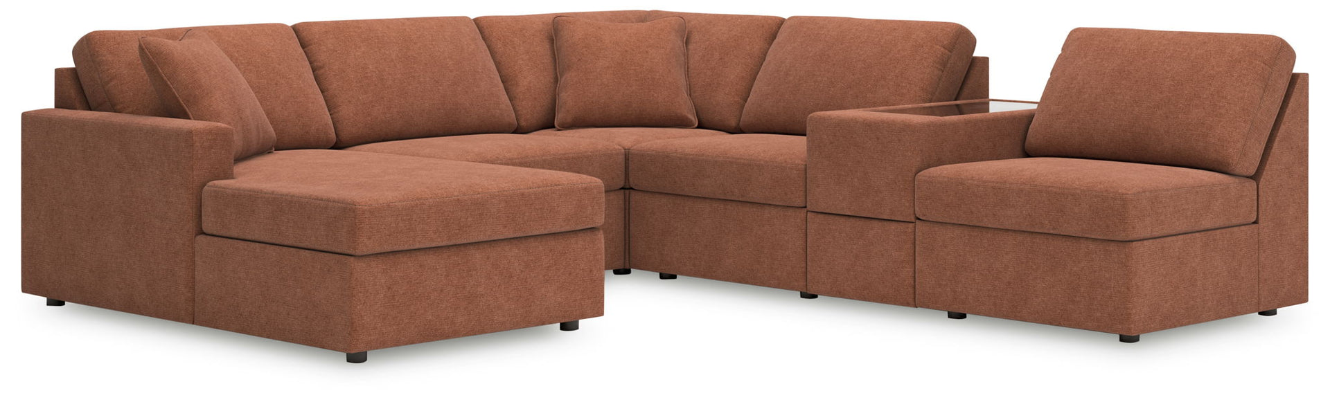 Modmax - 6-Piece Sectional With Laf Corner Chaise And Storage Console - Spice
