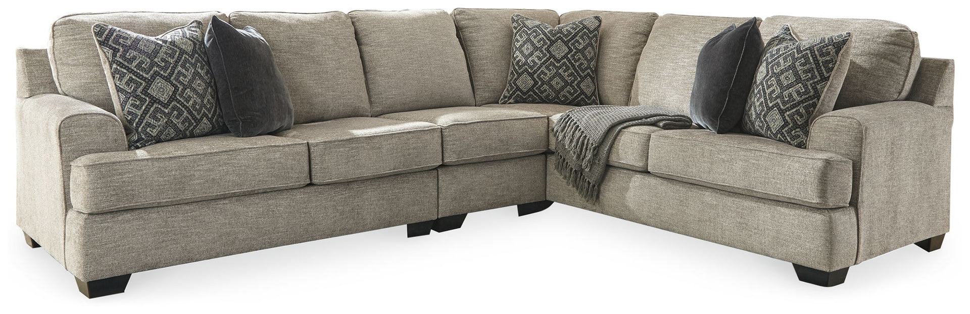 Bovarian - Left Arm Facing Loveseat 3 Pc Sectional - Stone