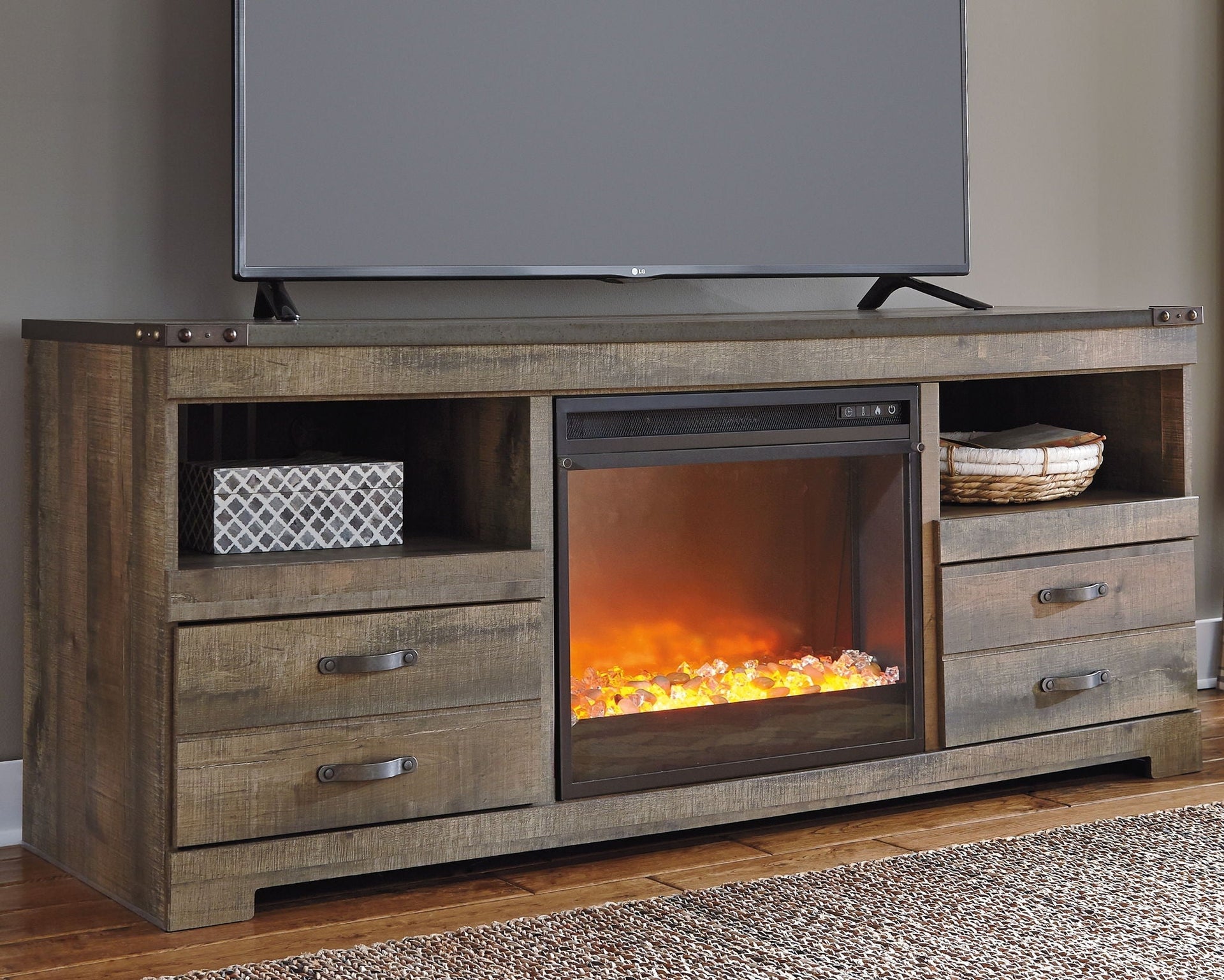 Trinell 63" TV Stand with Fireplace