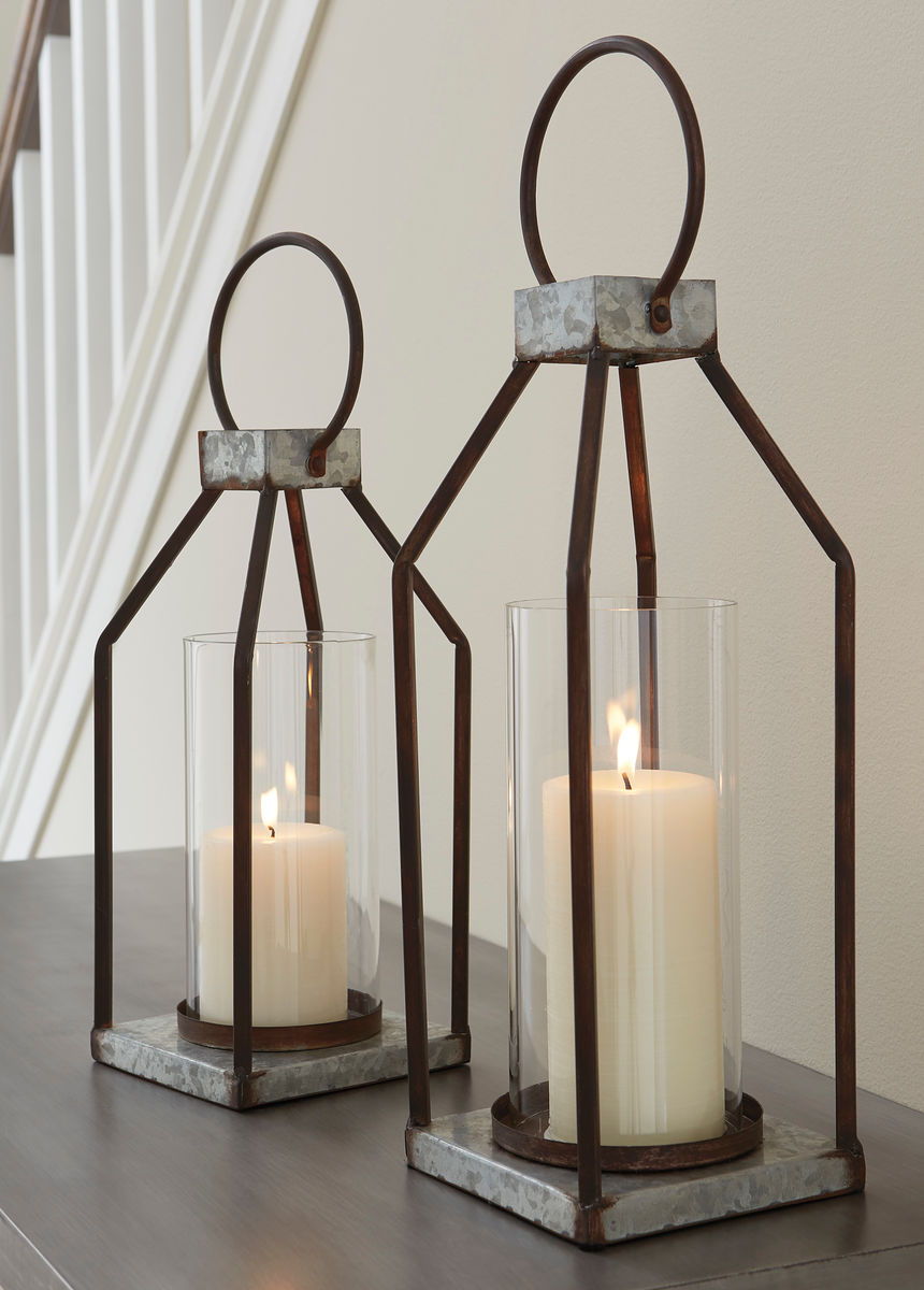 Diedrick  Gray/Black Lantern Set (2/CN) - Ashley shop at  Furniture