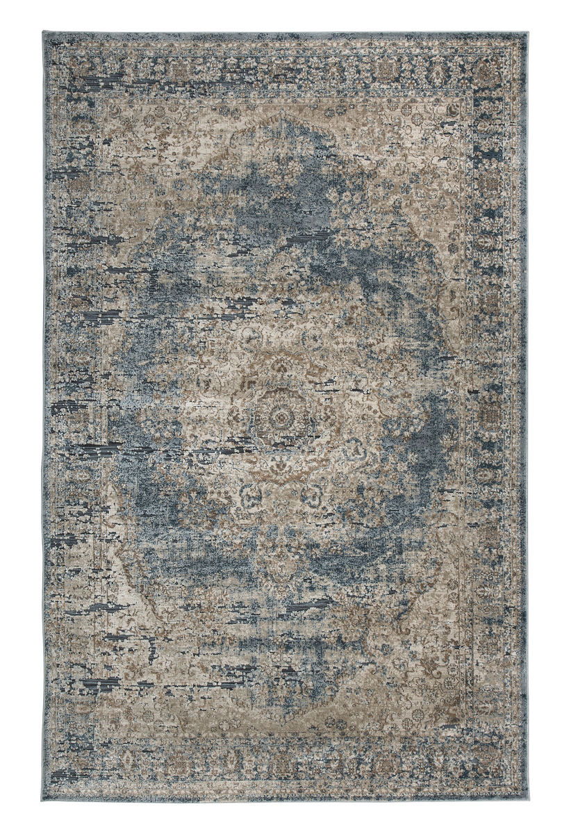 South Blue/Tan Medium Rug - Ashley shop at  Furniture
