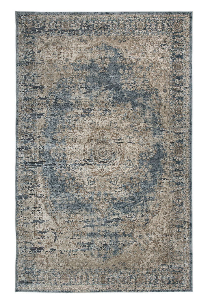 South Blue/Tan Medium Rug - Ashley shop at  Furniture