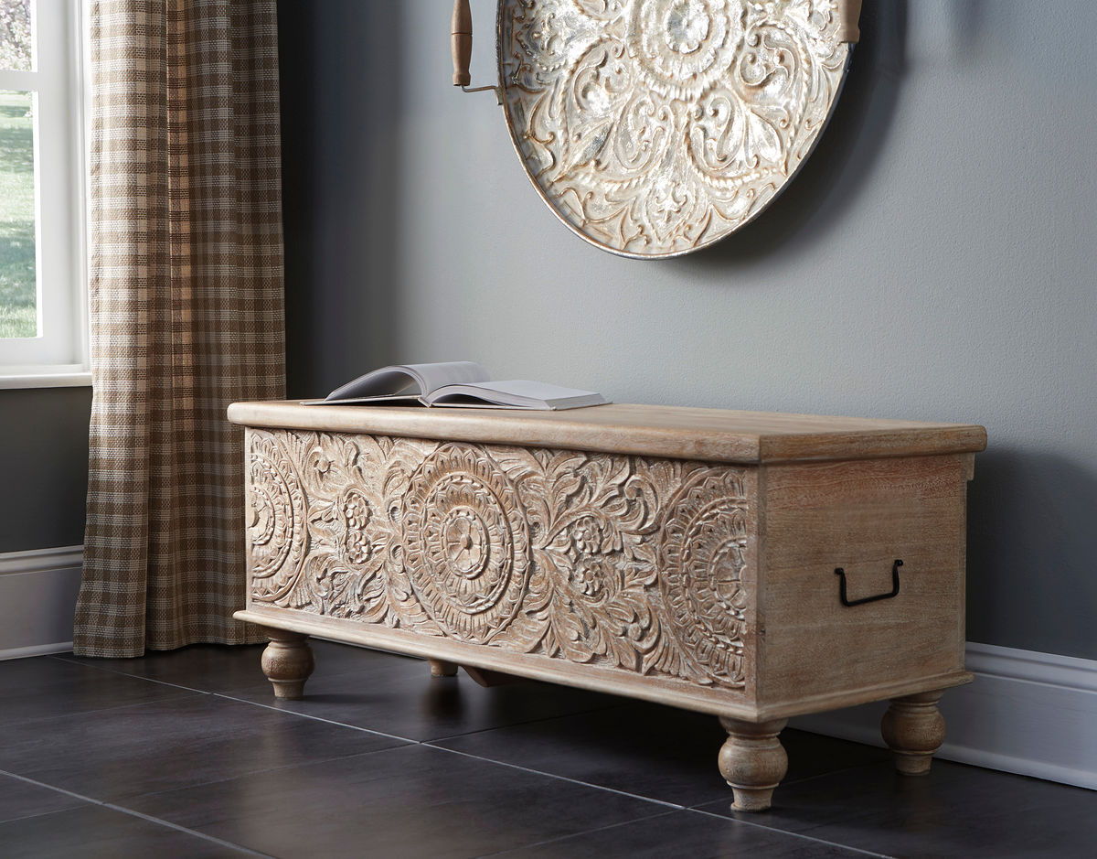 Fossil Ridge Beige Storage Bench - Ashley shop at  Furniture