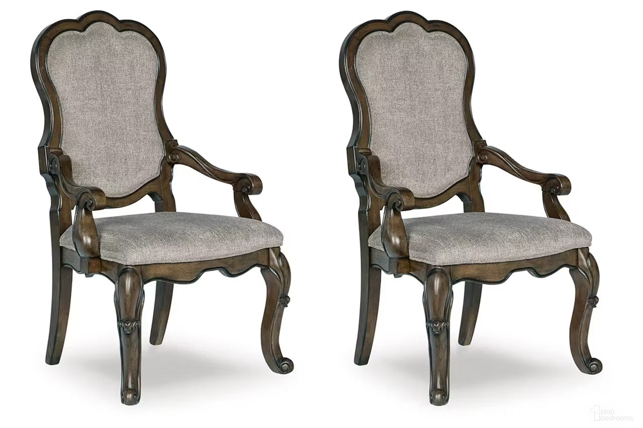 Maylee - Dining Upholstered Arm Chair (Set of 2) - Dark Brown